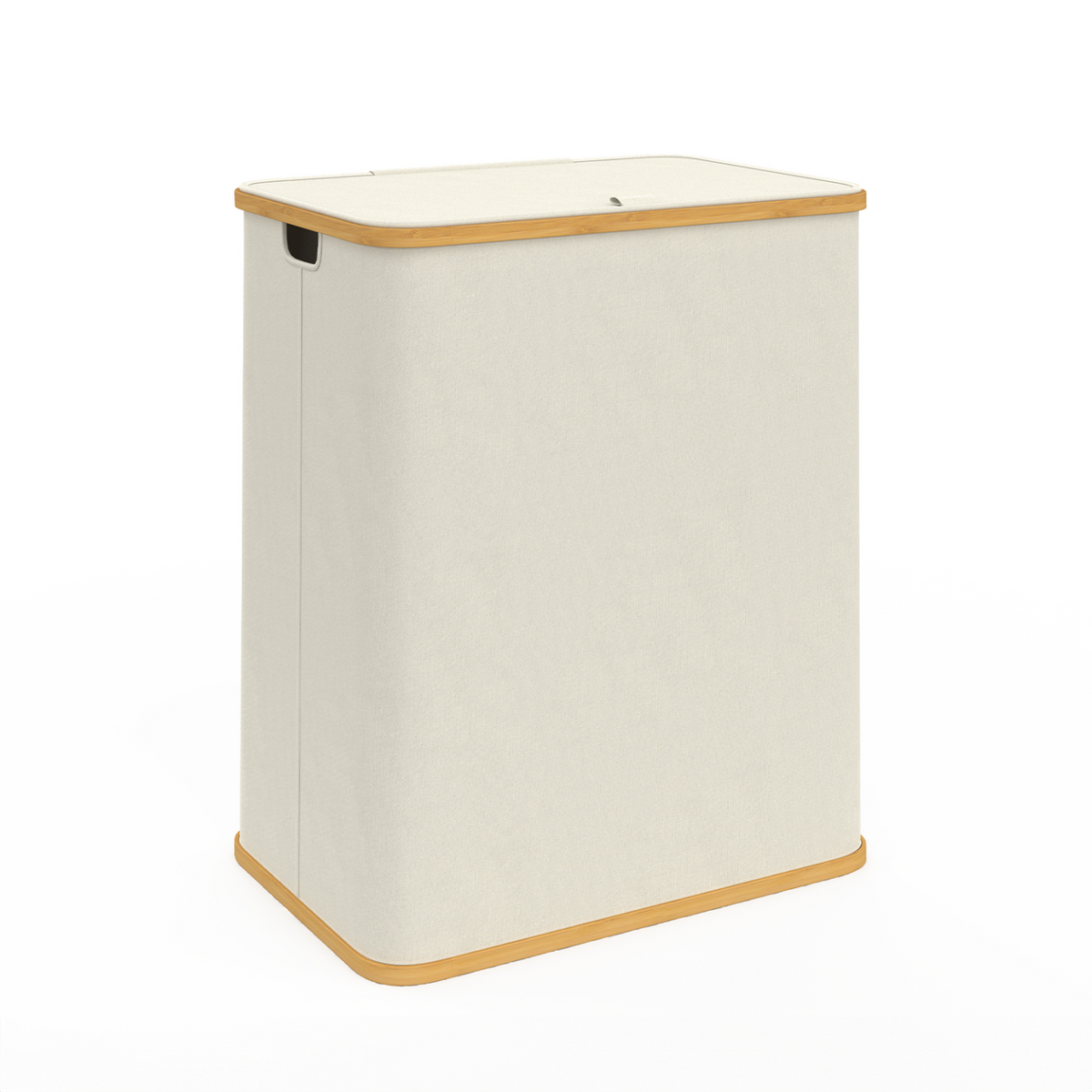 Panier à linge 140 L 2 bacs amovibles bambou RITA tissu écru