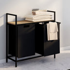 Panier à linge 2 compartiments DETROIT tissu noir design industriel