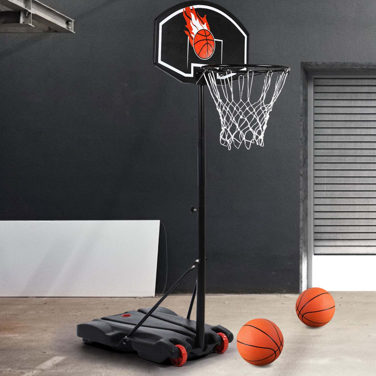 Panier de basket sur pied réglable en hauteur de 140 à 210 cm