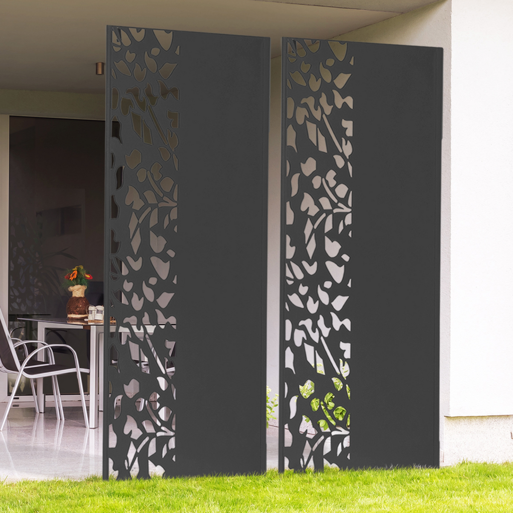 Panneau décoratif universel 150 x 50 cm FLOWER gris semi-ajouré sur le côté