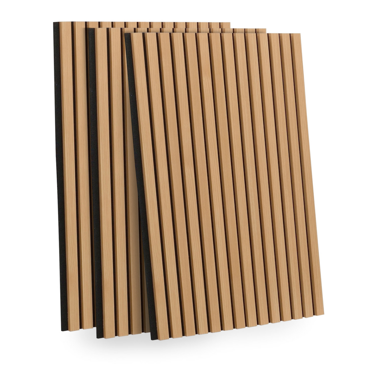 Panneaux acoustiques à tasseaux bois 240 x 60 cm effet chêne clair et noir