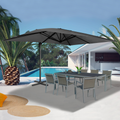 Parasol déporté inclinable rotatif 360° CALVI gris 3x4 m avec housse