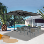 Parasol déporté inclinable rotatif 360° CALVI gris 3x4 m avec housse