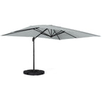 Parasol déporté inclinable rotatif 360 CALVI gris clair 3x4 m avec 4 dalles et housse