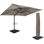 Parasol déporté rotatif 360 CALVI taupe 3x4 m avec 4 dalles et housse