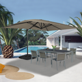 Parasol déporté rotatif 360 CALVI taupe 3x4 m avec 4 dalles et housse