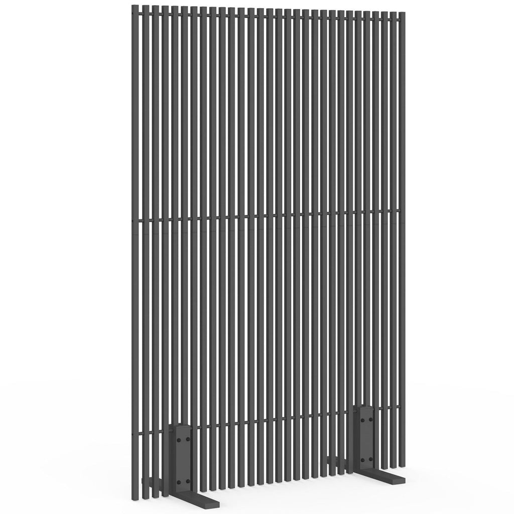 Paravent extérieur ajouré claustra décoratif 120 x 180 cm persiennes verticales métal gris anthracite
