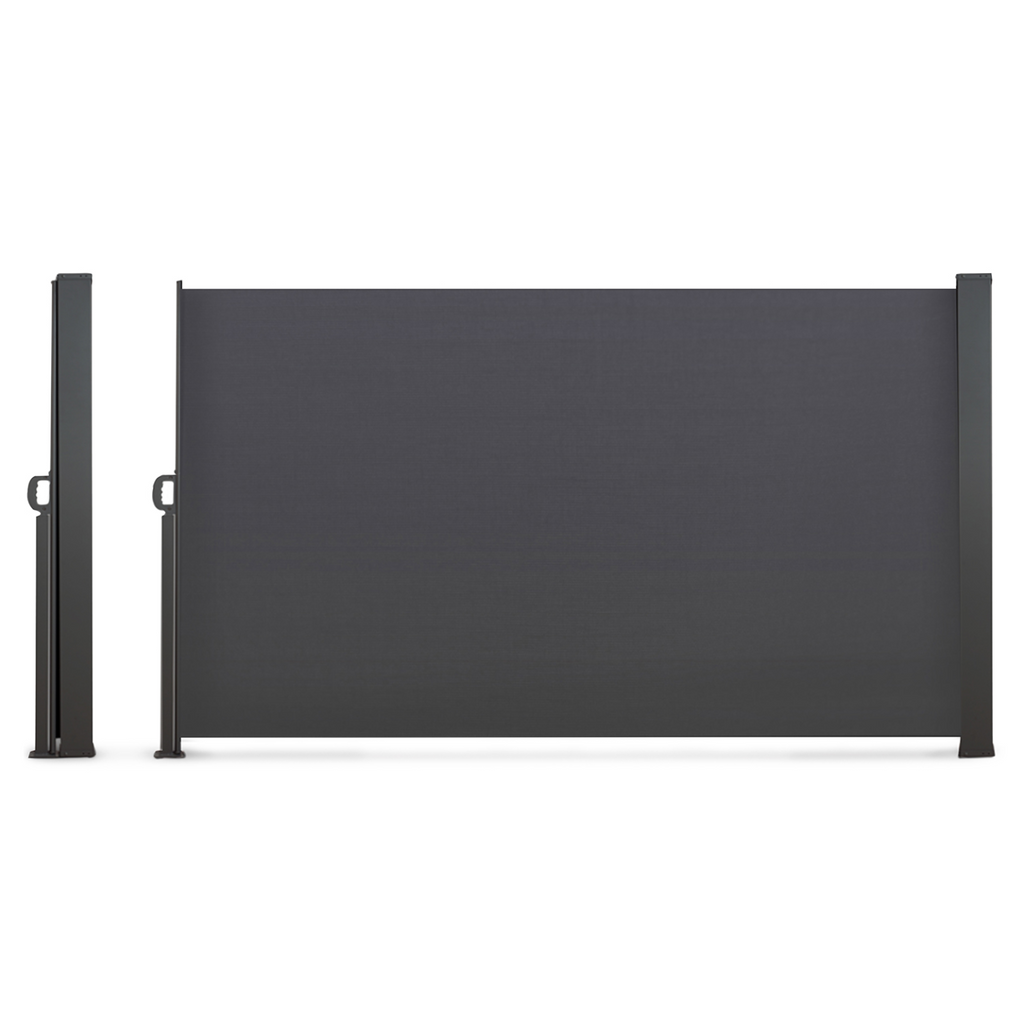 Paravent extérieur rétractable 200 x 400 cm gris anthracite store latéral