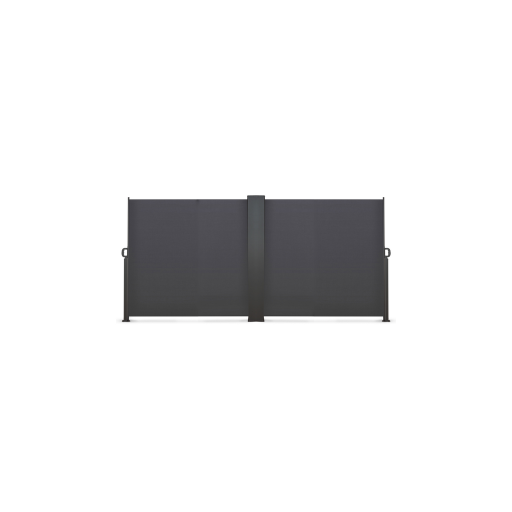 Paravent extérieur rétractable double 180 x 800 cm gris anthracite store latéral