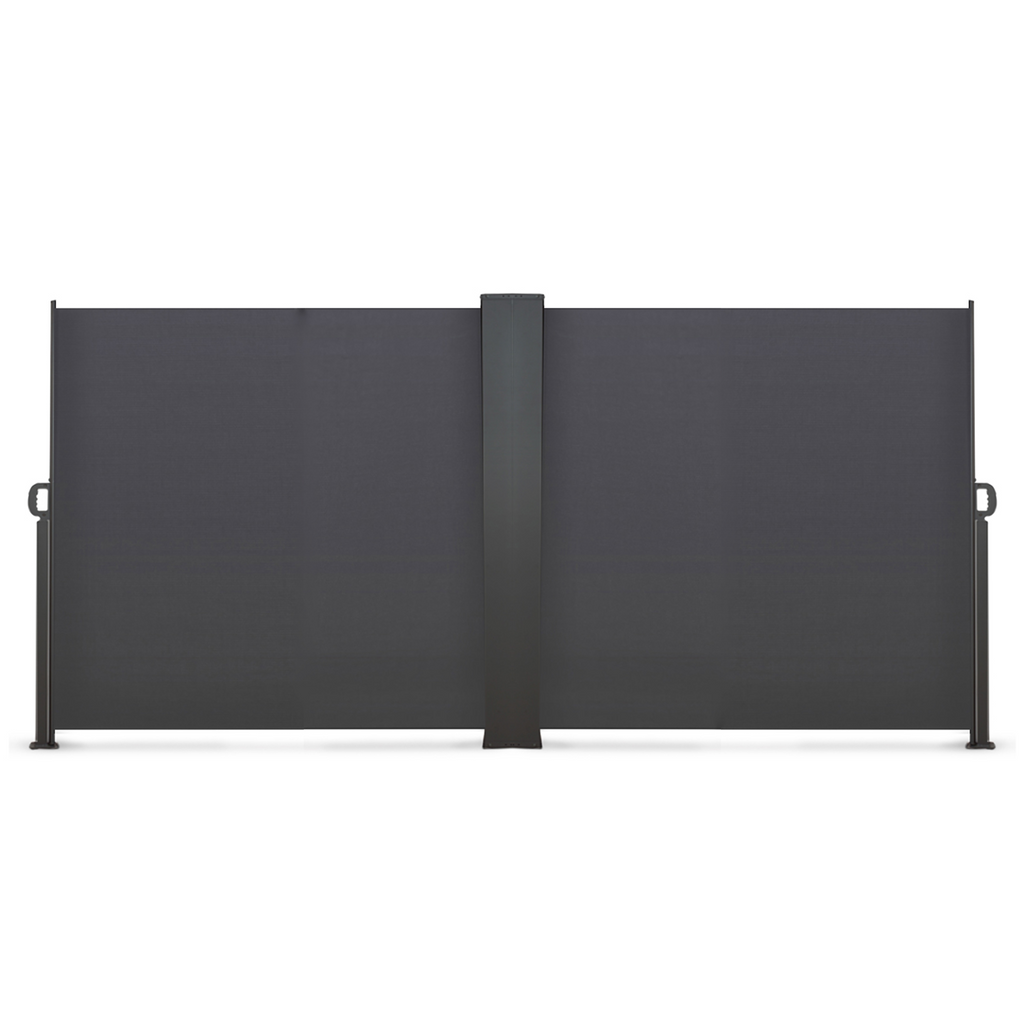 Paravent extérieur rétractable double 160 x 800 cm gris anthracite store latéral
