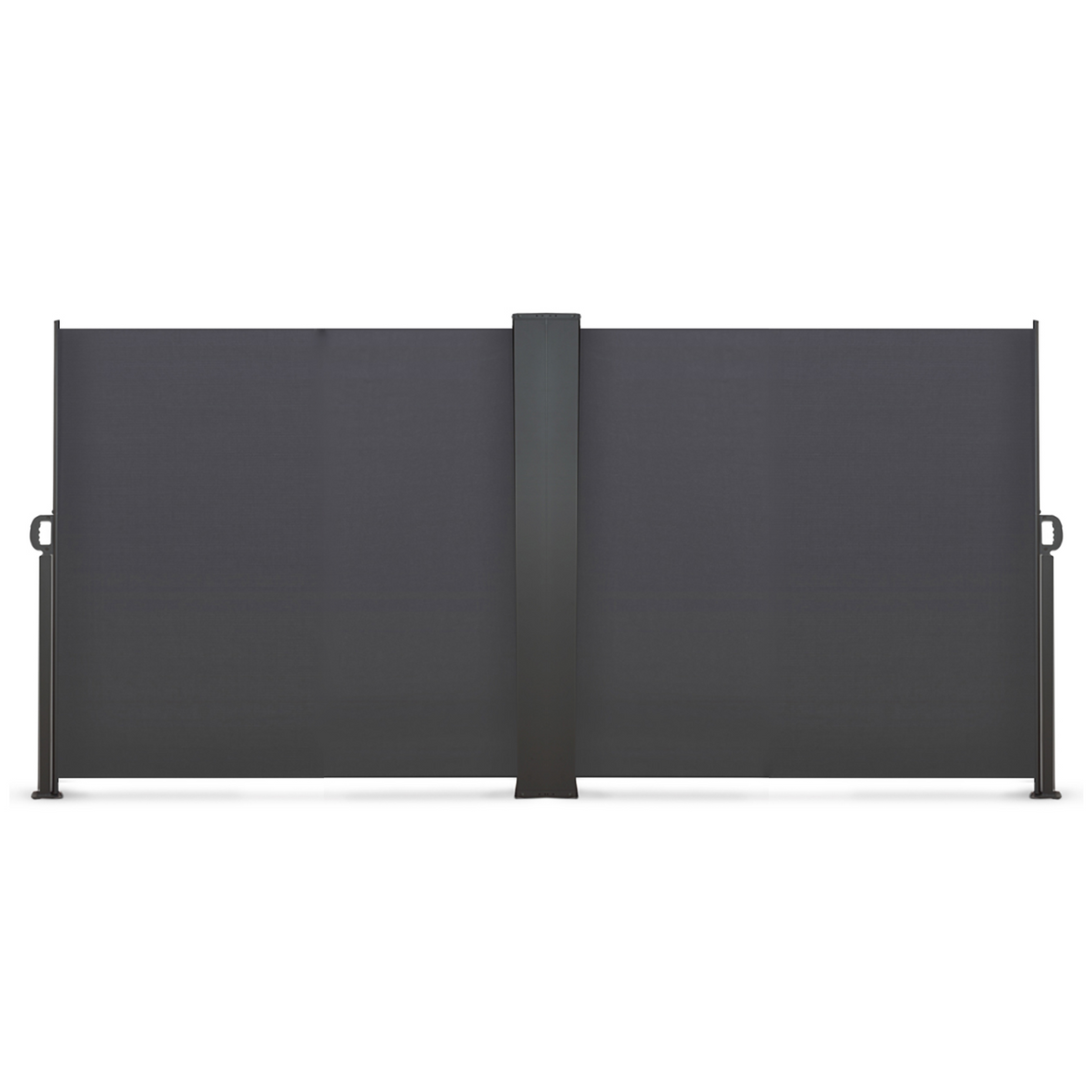 Paravent extérieur rétractable double 160 x 800 cm gris anthracite store latéral