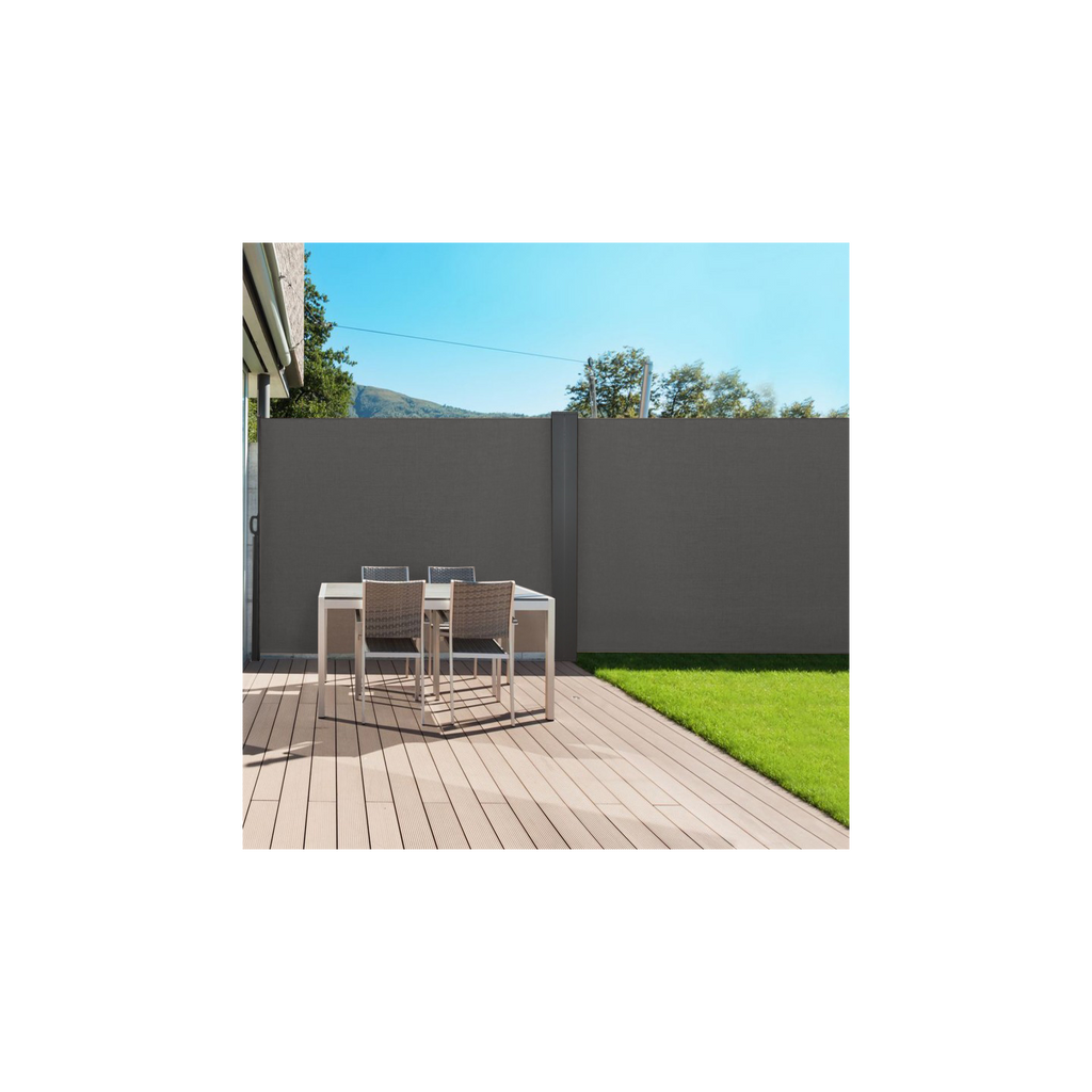 Paravent extérieur rétractable double 160 x 800 cm gris anthracite store latéral