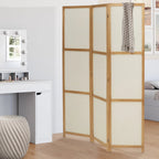 Paravent d'intérieur en bois et tissu beige
