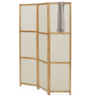 Paravent d'intérieur en bois et tissu beige