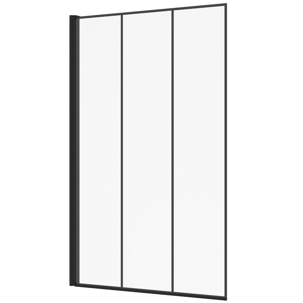 Pare-baignoire 1 volet 70x120 cm sérigraphié effet verrière avec profilé en aluminium noir