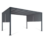 Pergola coulissante 2 pans 3x4 m belvédère de jardin toile gris anthracite