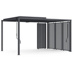 Pergola bioclimatique à lames orientables en acier 3x4 m avec stores verticaux gris anthracite