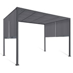 Pergola coulissante 2 pans 3x3 m belvédère de jardin toile gris anthracite