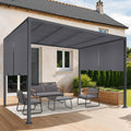 Pergola coulissante 2 pans 3x3 m belvédère de jardin toile gris anthracite