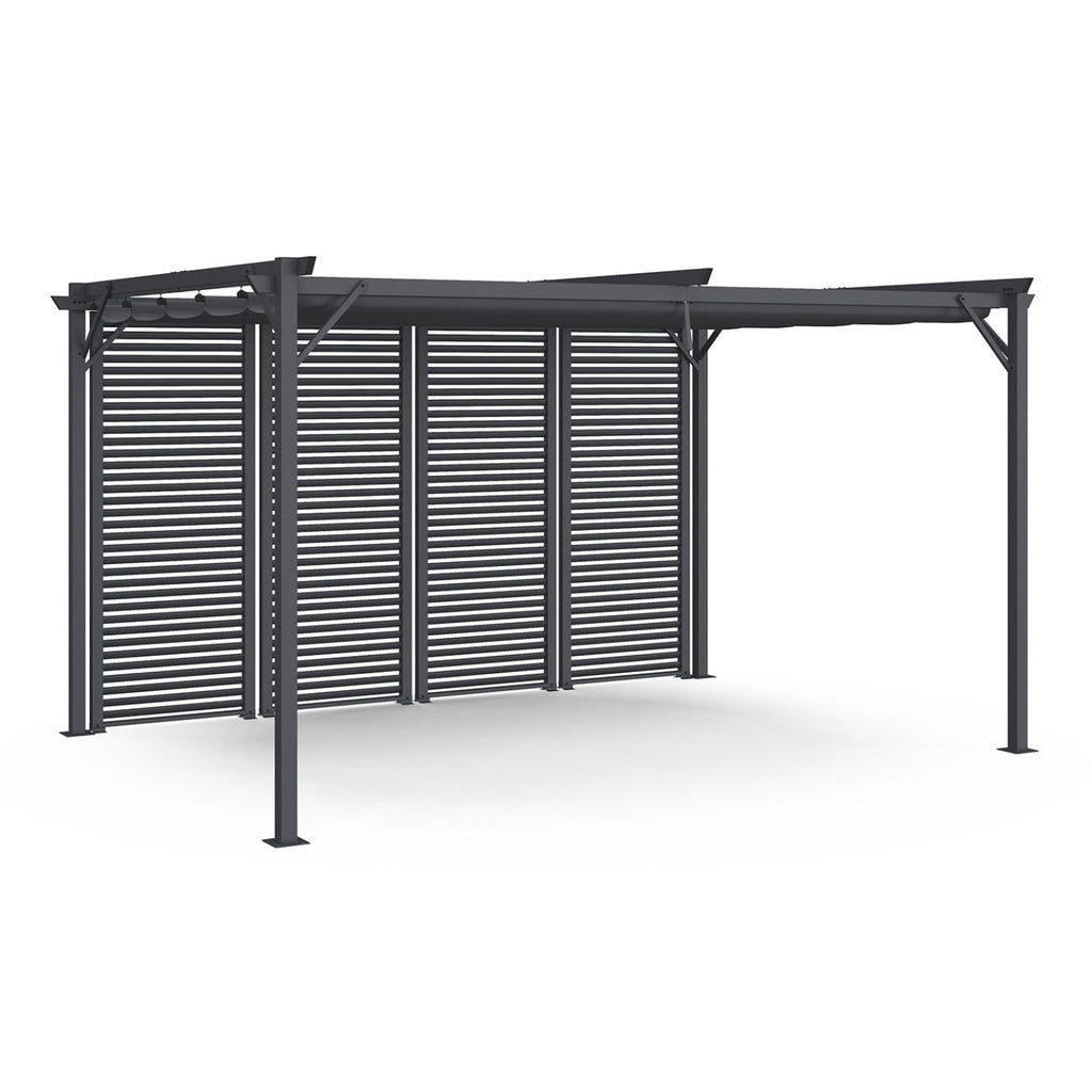 Pergola édition collector à persiennes avec toit rétractable, 3x4 m, 4 pans modulables, gris anthracite