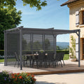 Pergola édition collector à persiennes avec toit rétractable, 3x4 m, 4 pans modulables, gris anthracite