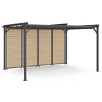 Pergola édition collector à persiennes horizontales effet bois avec toit rétractable 3x4 m, 4 côtés modulables, gris anthracite