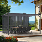 Pergola édition collector, persiennes verticales, toit rétractable 3x4 m, 4 pans modulables, gris anthracite