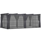 Pergola édition intégrale avec moustiquaire, toit rétractable 3x6 m et 6 rideaux gris