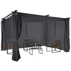 Pergola édition limitée toit rétractable 3x4 m et 4 rideaux gris anthracite