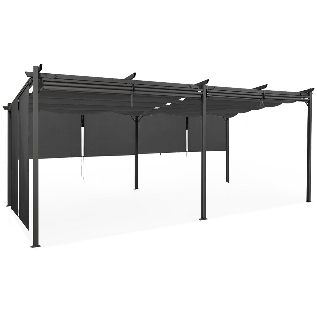 Pergola édition spéciale toit rétractable 3x6 m et 6 stores gris anthracite