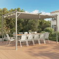 Pergola à toit rétractable 3x4 m, tonnelle 4 pieds, structure beige et toile beige