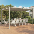 Pergola à toit rétractable 3x4 m, tonnelle 4 pieds, structure beige et toile beige