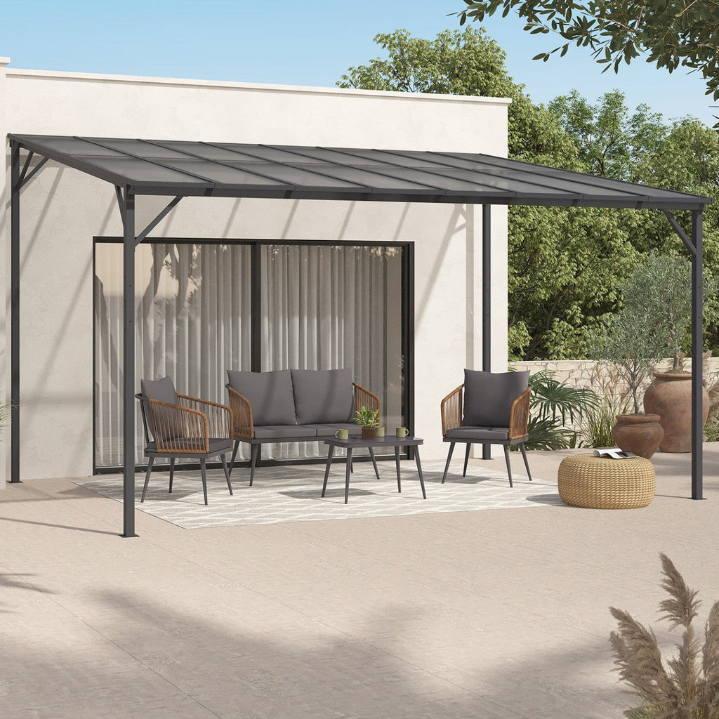 Pergola à toit rigide en polycarbonate 3x4 m gris anthracite
