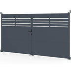 Portail battant 300 x 160 cm en acier ajouré gris anthracite