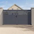 Portail battant 300 x 160 cm en acier ajouré gris anthracite