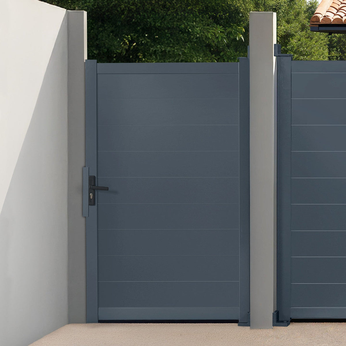 Portillon 100x160 cm en aluminium gris anthracite
