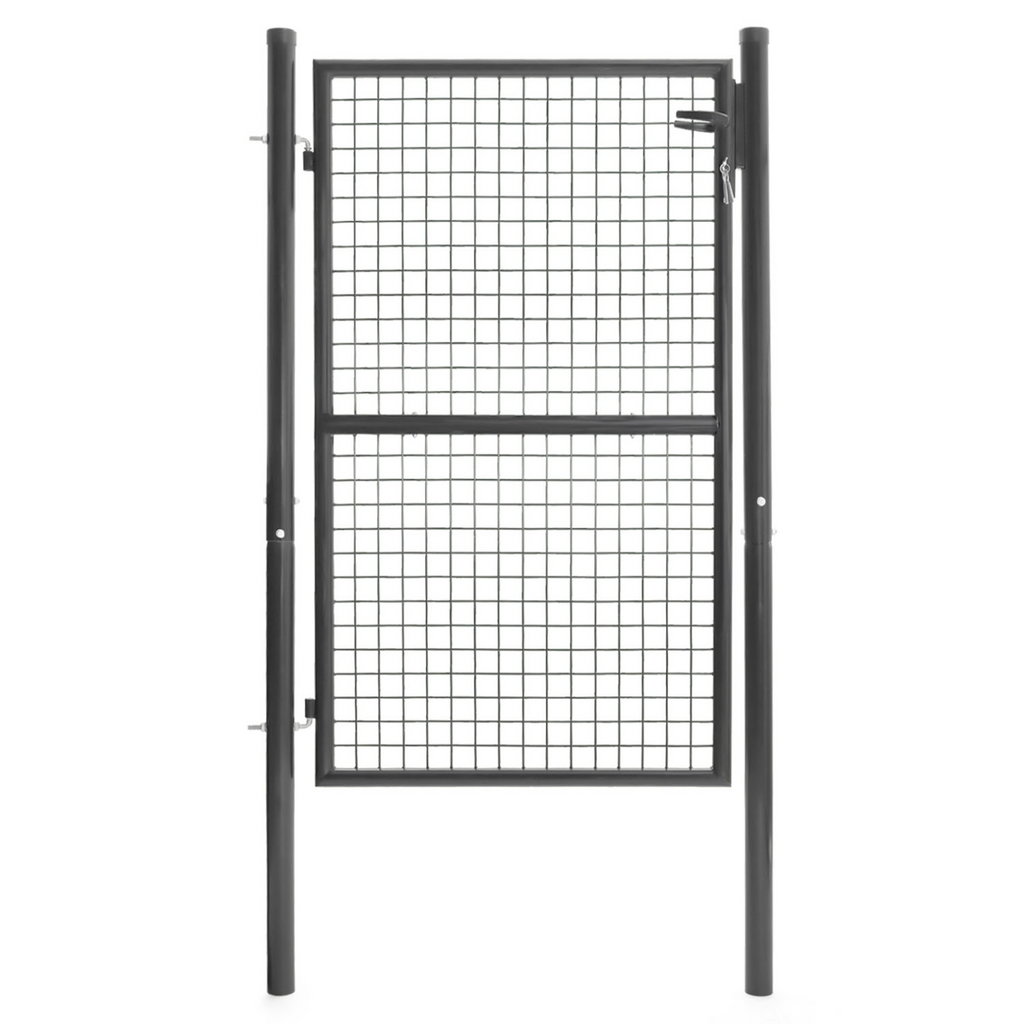 Portillon de jardin 105 x 150 cm en acier gris anthracite avec serrure et poignée