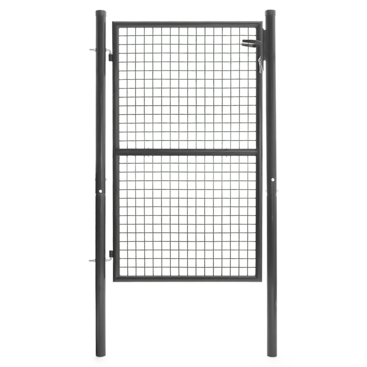 Portillon de jardin 105 x 150 cm en acier gris anthracite avec serrure et poignée