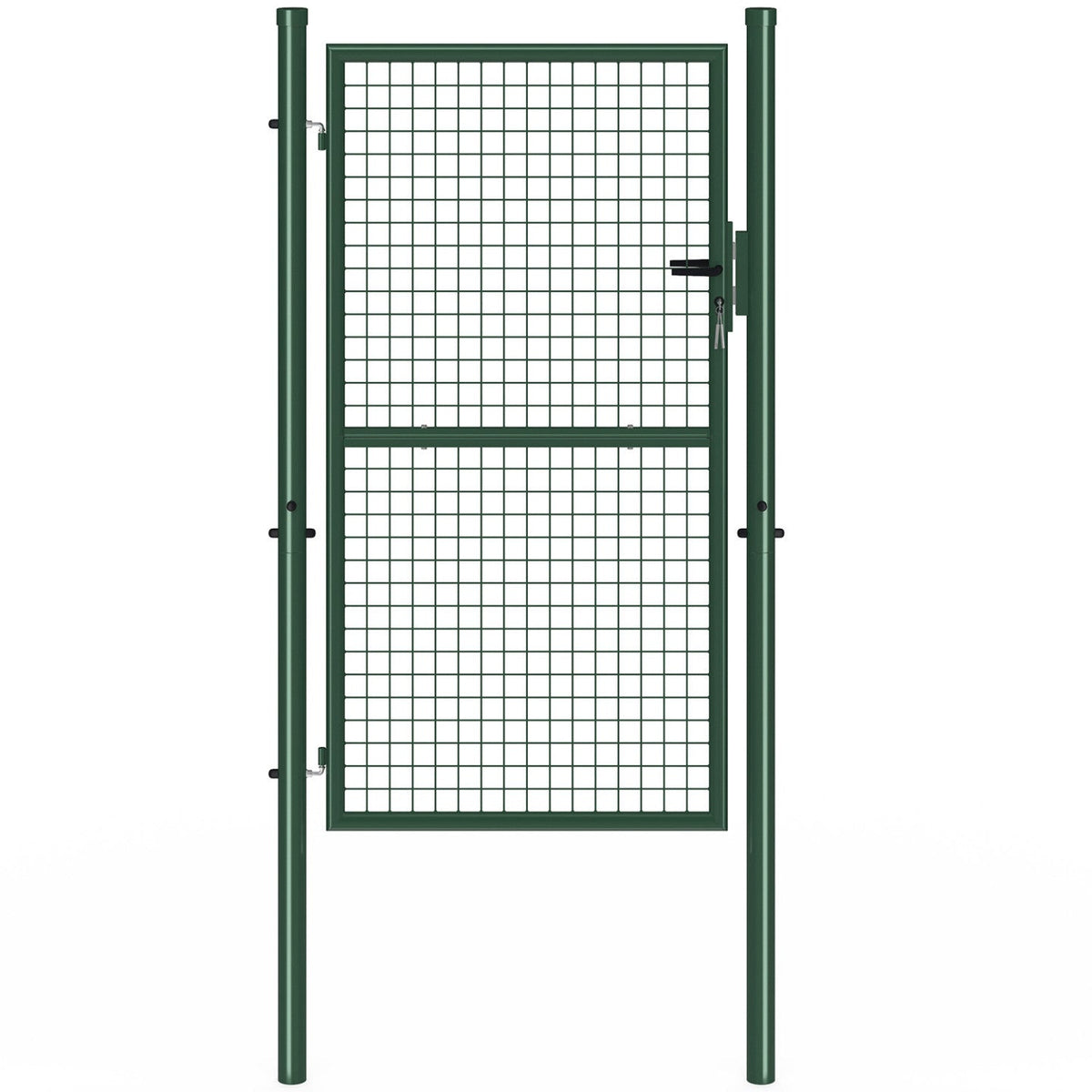 Portillon de jardin 105 x 175 cm en acier avec serrure et poignée vert