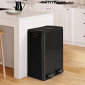 Poubelle de cuisine de tri sélectif 2 x 30L noire, 2 seaux amovibles et pédales en métal