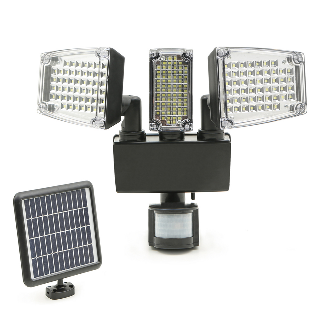 Projecteur solaire 3 têtes 178 LED avec détecteur de mouvement