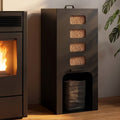 Réservoir à granulés 55 kg noir, distributeur à pellets 40 x 40 x 98,5 cm avec contenant souple amovible