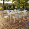 Salon de jardin MADRID table 190 cm et 8 chaises empilables beige