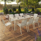 Salon de jardin MADRID table 190 cm et 8 chaises empilables beige
