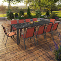 Salon de jardin MADRID table 240 CM et 10 chaises empilables terracotta et gris