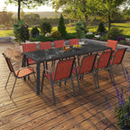 Salon de jardin MADRID table 240 CM et 10 chaises empilables terracotta et gris