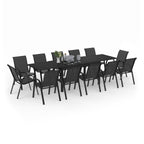 Salon de jardin MADRID table extensible 135-270 cm et 12 chaises empilables noir