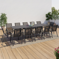 Salon de jardin POLY table extensible 135-270 CM et 12 chaises gris foncé