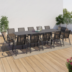 Salon de jardin POLY table extensible 135-270 CM et 12 chaises gris foncé