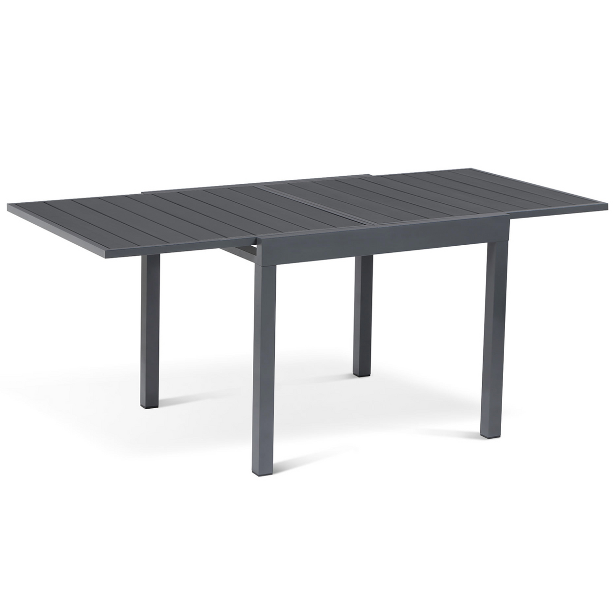 Salon de jardin POLY table extensible 90-180 cm et 8 chaises gris foncé